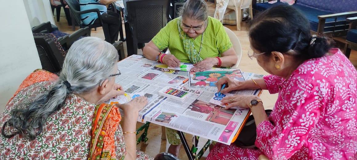 Intense concentration exhibited during painting sessions